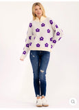 Purple Floral Patterned Sweater