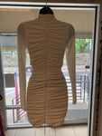 Ruched Cream Cut Out Dress