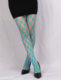 Blue Diamond Knit Fishnet Tights