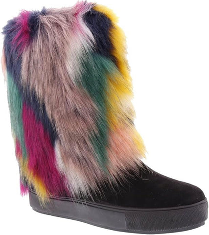 Multicolored Faux Fur Boots