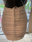 Ruched Cream Cut Out Dress