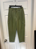 Green Faux Leather Cropped Pants