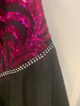 Hot Pink Black Vintage Strapless Gown