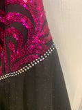 Hot Pink Black Vintage Strapless Gown