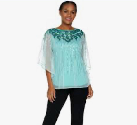 Sequin Embellished Batwing Style Blouse