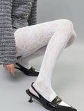 White Floral Patterned Tights