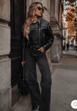 Rhinestone Embellished Moto Jacket