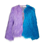 Harmony Faux Fur Yin-Yang Jacket in Aqua