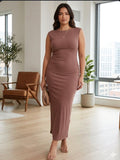 Tan Open Back Dress