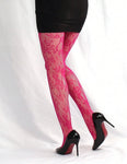 Hot Pink Lace Floral Tights