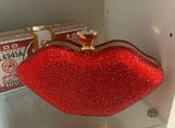 Rhinestone Studded Lips Shaped Handbag