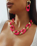Chain Link Necklace And Earrings Set