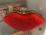 Rhinestone Studded Lips Shaped Handbag