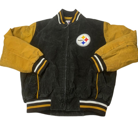 Vintage Suede Leather Pittsburgh Steelers Bomber Jacket