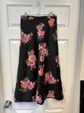 Floral Patterned A-Line Satin Skirt