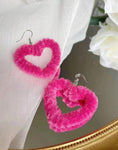 Fuzzy Heart Hoop Earrings