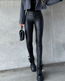 Faux Patent Leather Pants