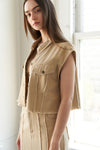 BETWEEN THE PAGES WOVEN TWILL VEST