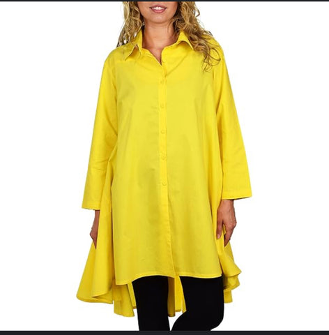Yellow Shirt Dress With Belt