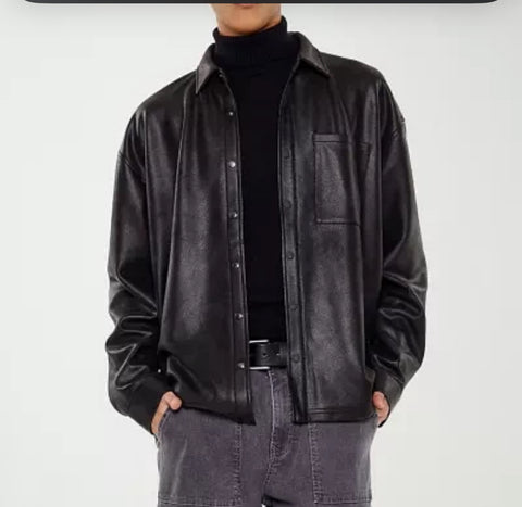 Men's Vegan Leather Shacket