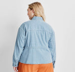 Striped Denim Peplum Jacket