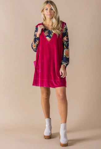 Agnes & Dora Hot Pink Velour Junper Dress