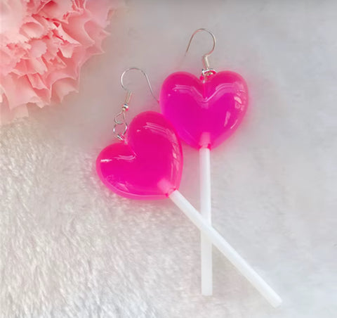 Heart Shaped Lollipop Earrings