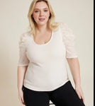 Textured puff sleeve blouse