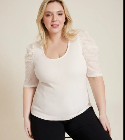 Textured puff sleeve blouse