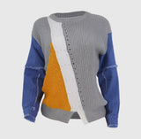 Upcycled Style Denim Sleeve Sweater