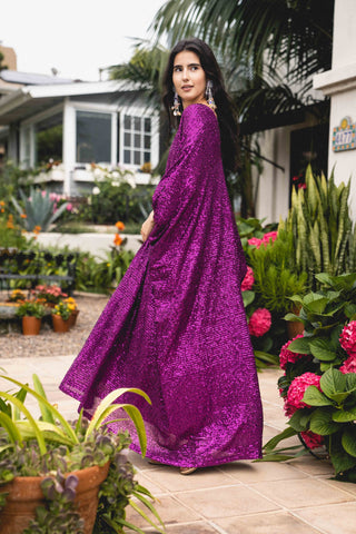 Fuchsia Sequin Caftan Kaftan Dress