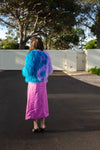 Harmony Faux Fur Yin-Yang Jacket in Aqua