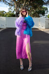 Harmony Faux Fur Yin-Yang Jacket in Aqua