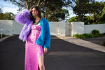 Harmony Faux Fur Yin-Yang Jacket in Aqua