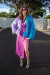 Harmony Faux Fur Yin-Yang Jacket in Aqua