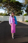 Harmony Faux Fur Yin-Yang Jacket in Aqua