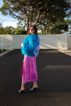 Harmony Faux Fur Yin-Yang Jacket in Aqua