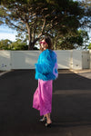 Harmony Faux Fur Yin-Yang Jacket in Aqua