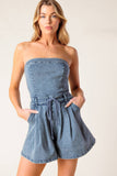 A BAR SONG DENIM ROMPER