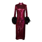 Julianne Dress in Black Cherry Sequin