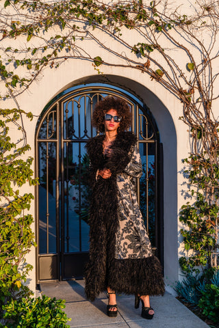 Penny Deluxe Charnelle Sequin Faux Fur Coat