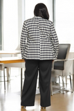 Boss Babe Diamond Shape Print Double Breated Plus Size Pant Suit - Black