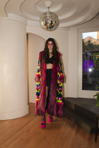 Penny Deluxe Rainbow Road Faux Fur Jacket