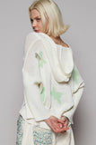 Distressed Lace-Up Star Pattern Hooded Hooded Sweater