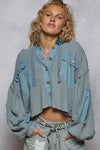 Contrast Cropped Jacket with Raw Edge Detail