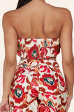 Fasheabe 3pc Flower Print Bandeau Top Pants Set
