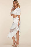Fasheabe Crop Top 2pc Midi Skirt Set