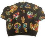 Vintage Coat of Arms Patterned Windbreaker Jacket