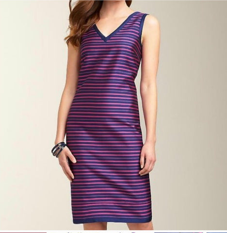 Preowned Striped Talbots Sleeveless Dress