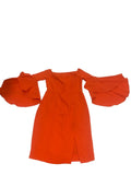 Orange Flutter Sleeve Dress